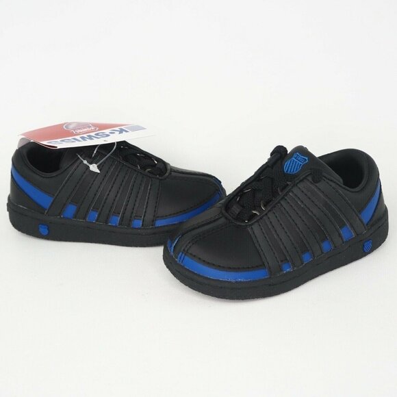 K-Swiss Ramli Low Classic Toddler Shoes Black Blue Leather Sports Sz 6.5 - Picture 7 of 12